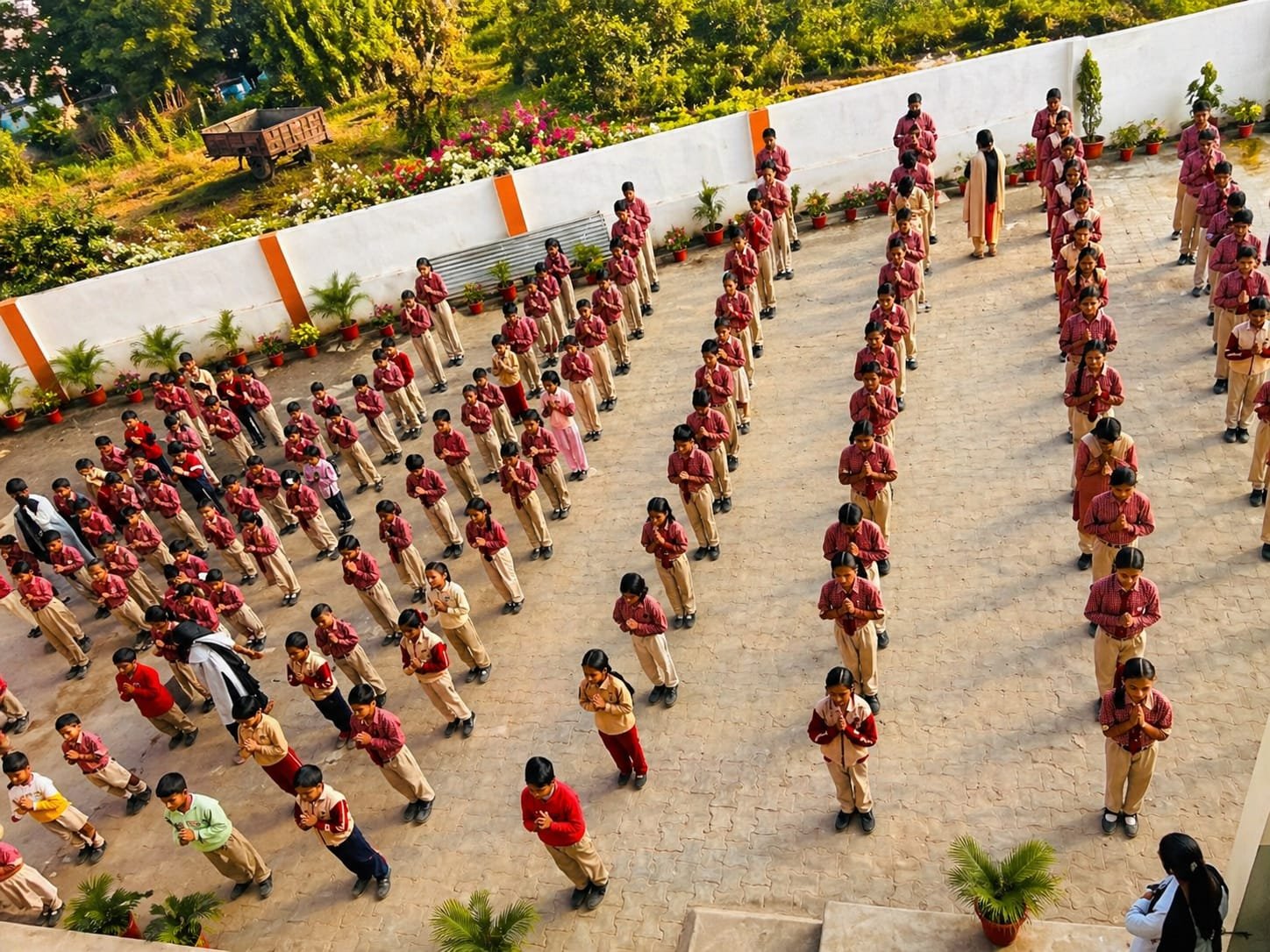 Morning prayer assembly at Shiv Jyoti International Public School